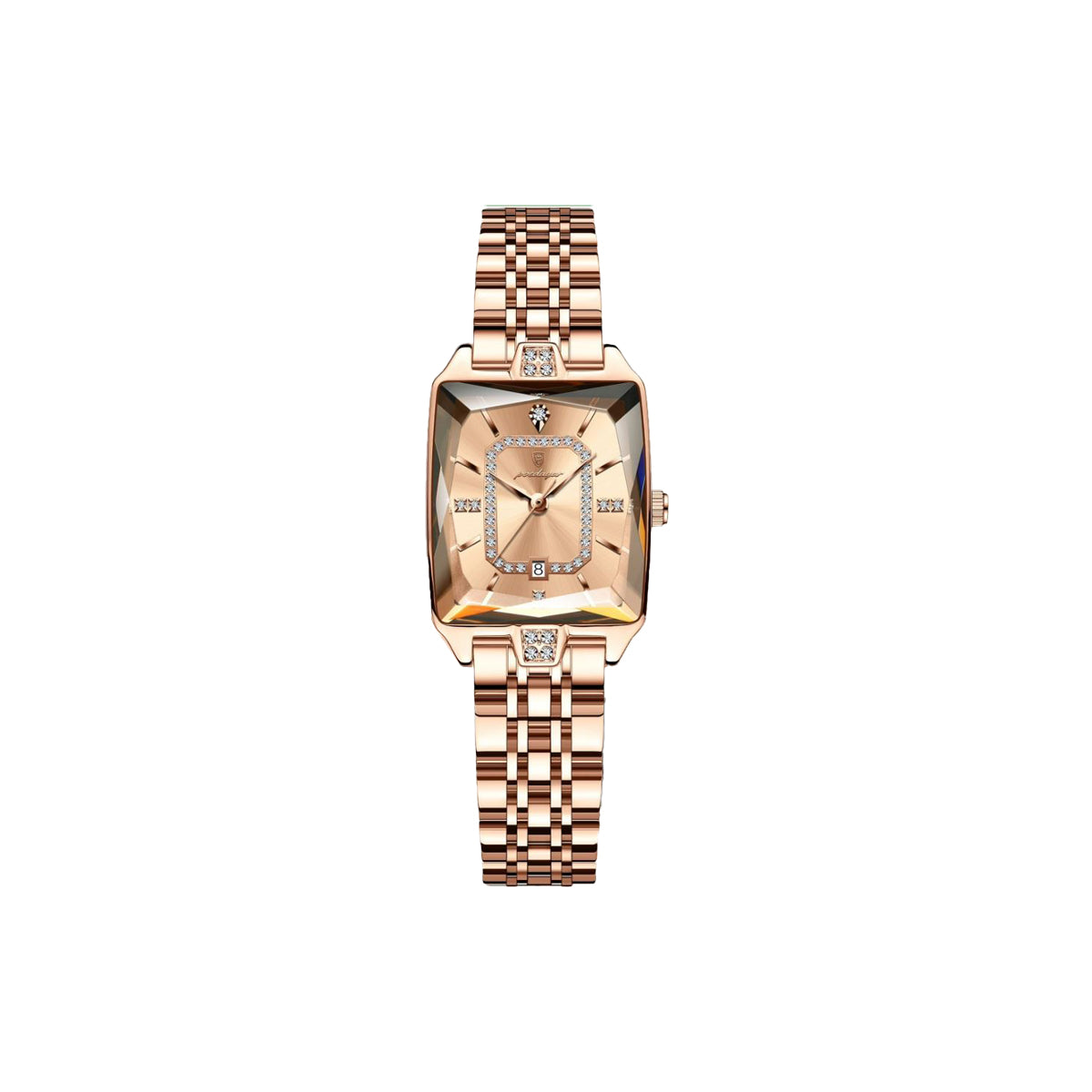Poedagar 785 Rose Gold Dial— Women’s Waterproof Rectangle Luxury Quartz Watch