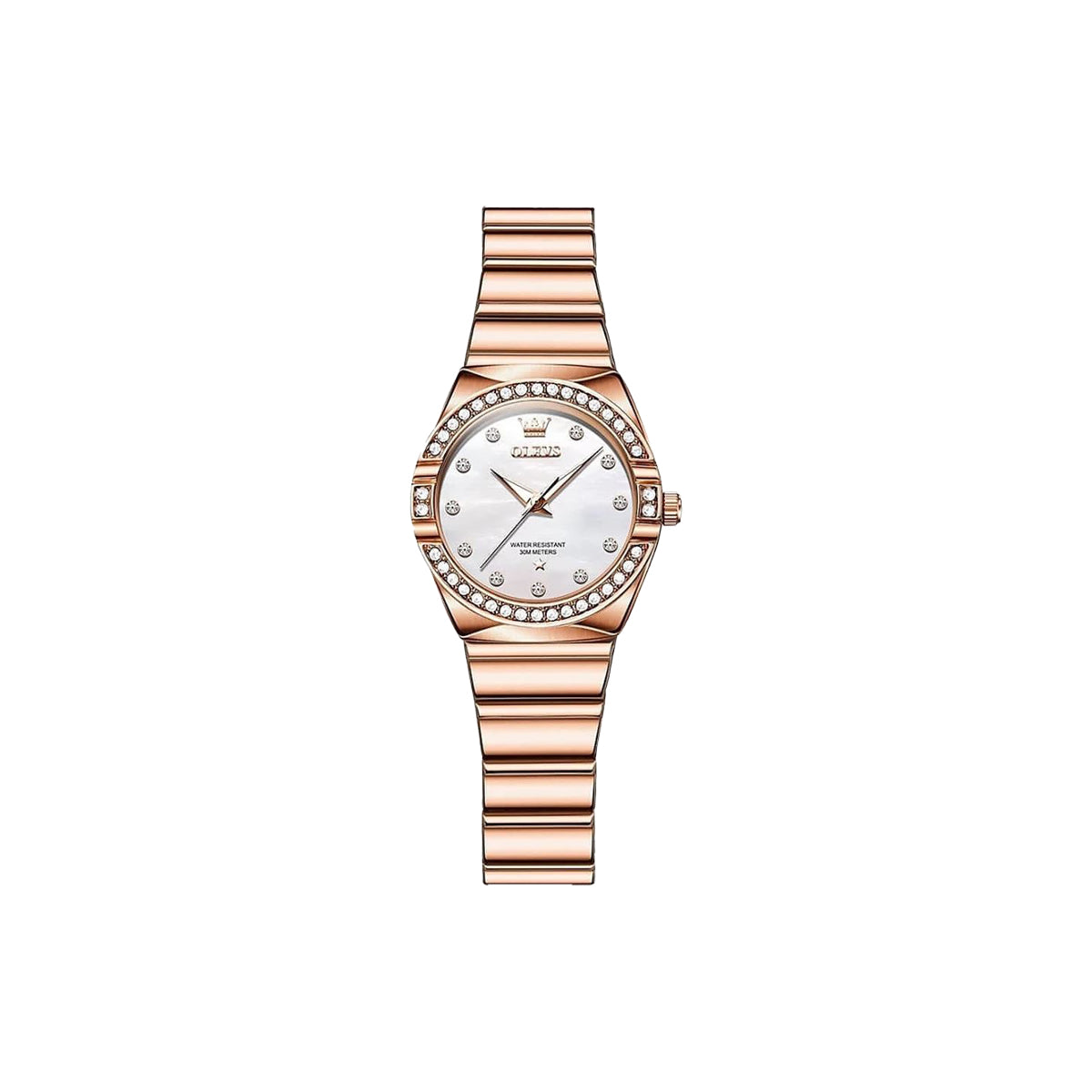 OLEVS-9975 watch dial detail with starry diamond insert