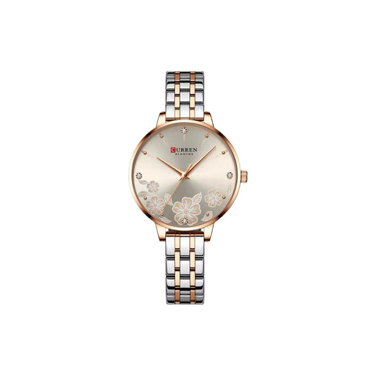 Curren 9068 Silver Rose– Women's Quartz Watch with Stainless Steel Mesh Band