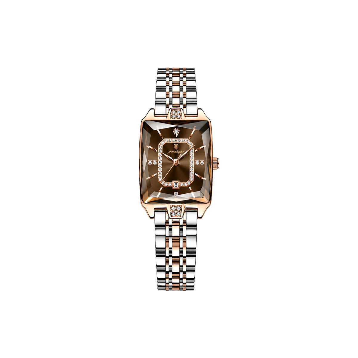 Poedagar 785 Two Tone Brown Dial— Women’s Waterproof Rectangle Luxury Quartz Watch