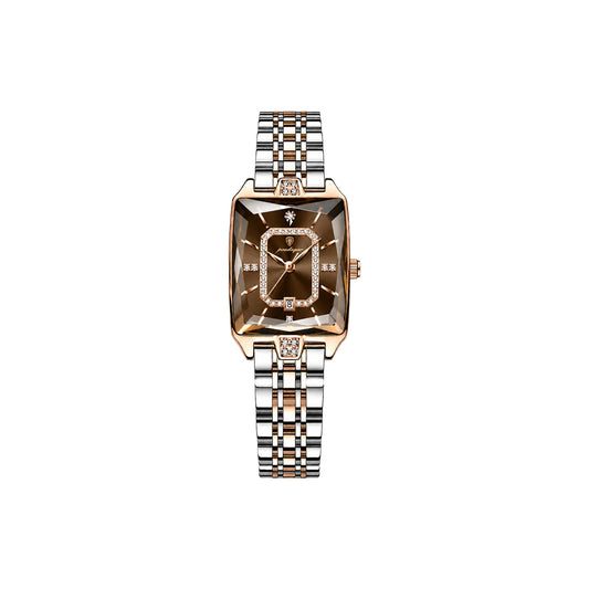 Poedagar 785 Two Tone Brown Dial— Women’s Waterproof Rectangle Luxury Quartz Watch