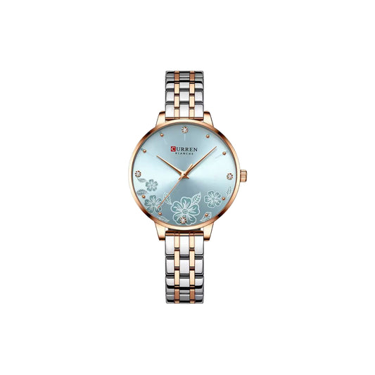 Curren 9068 Two Tone Paste– Women's Quartz Watch with Stainless Steel Mesh Band