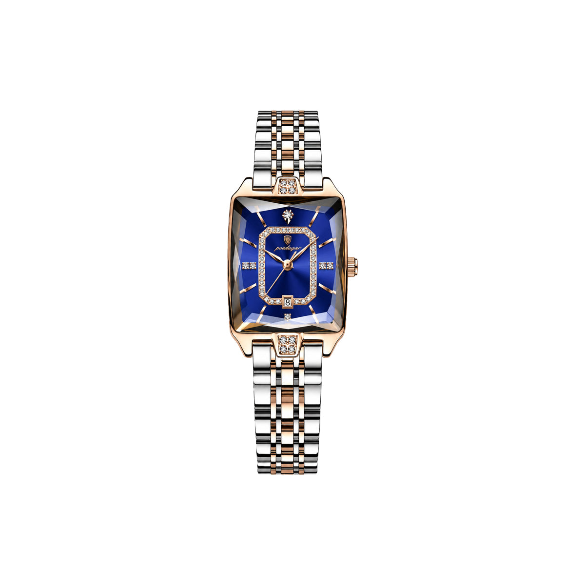 Poedagar 785 Two Tone Blue Dial— Women’s Waterproof Rectangle Luxury Quartz Watch