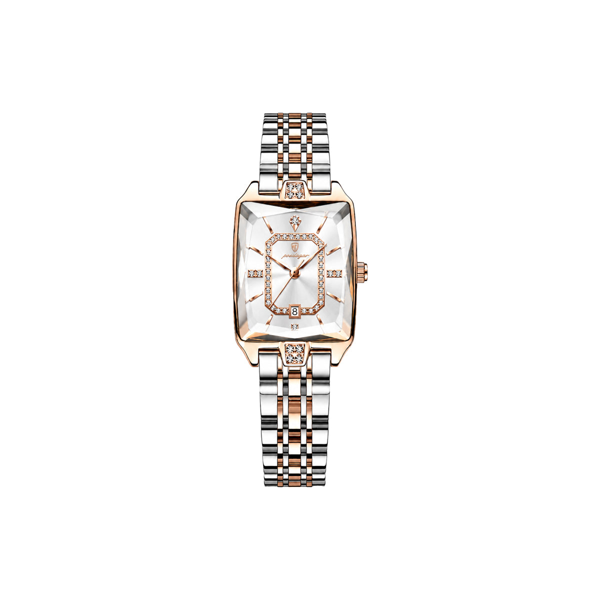 Poedagar 785 Two Tone White Dial— Women’s Waterproof Rectangle Luxury Quartz Watch