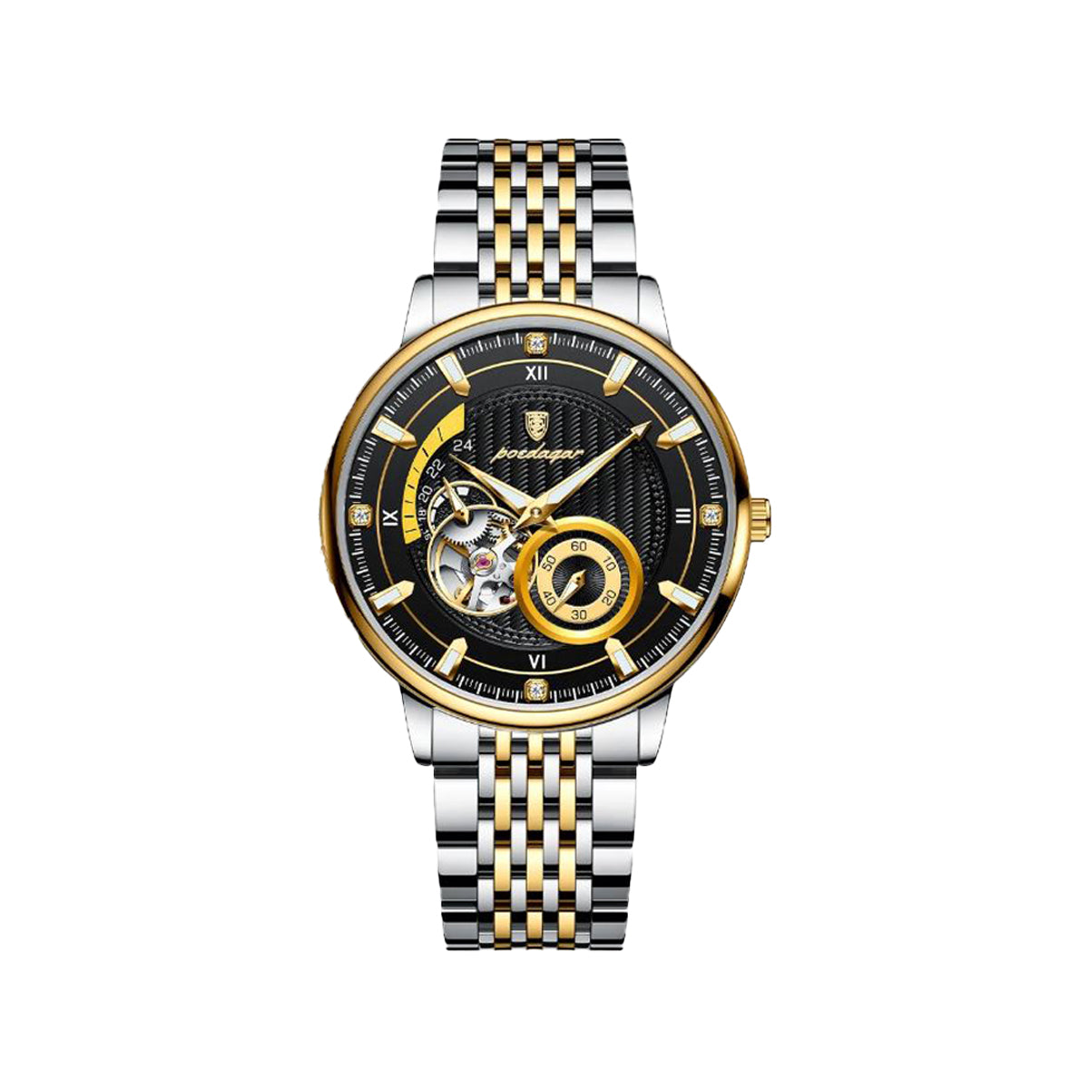 POEDAGAR 1416 Men’s Automatic Mechanical Watch – Black Dial Business Elegant Waterproof Wristwatch