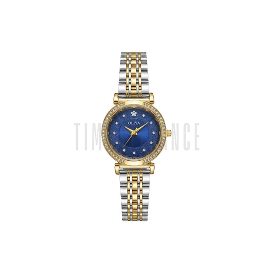 OLIYA 701 Luxury Blue Crystal Dial Women’s Watch – Elegant Two Tone Bracelet