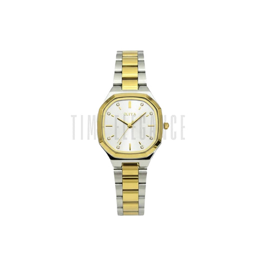OLIYA 831 Women’s Polygon Quartz Watch White Dial – Stainless Steel Strap Analog Wristwatch